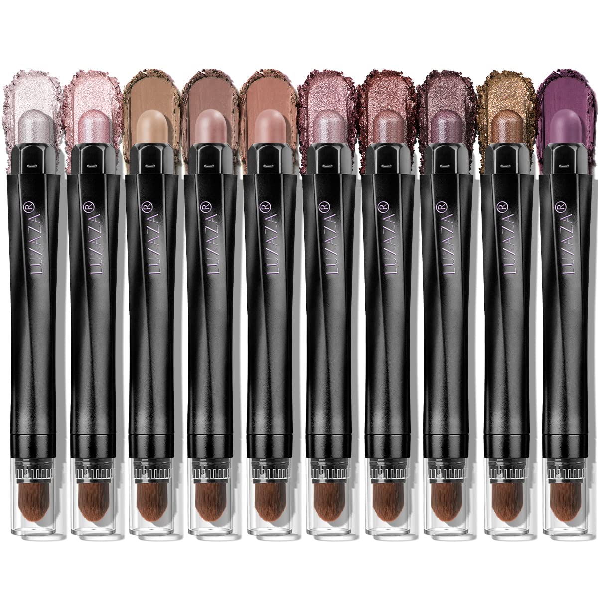 LUXAZA crayon ombre-yeux crème, ensemble 10pcs, texture satinée et pigment durable.