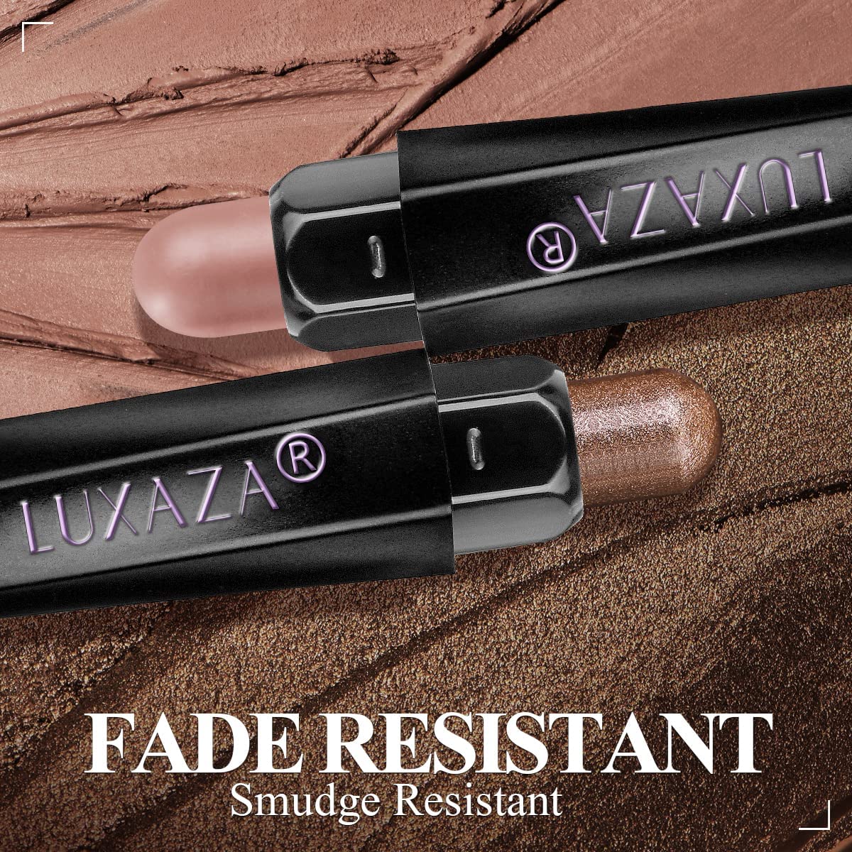 LUXAZA échantillons ombre-yeux nude, fini naturel et modulable.