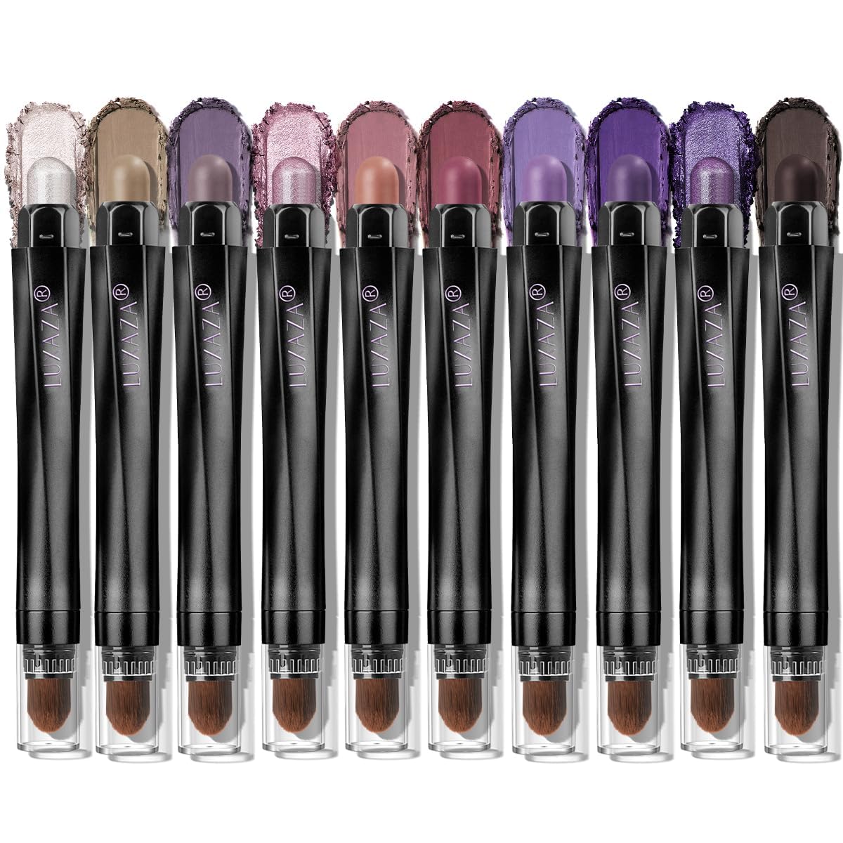 LUXAZA ensemble-crayons-ombres-yeux-creme-violet: couleurs intenses pour un regard durable.
