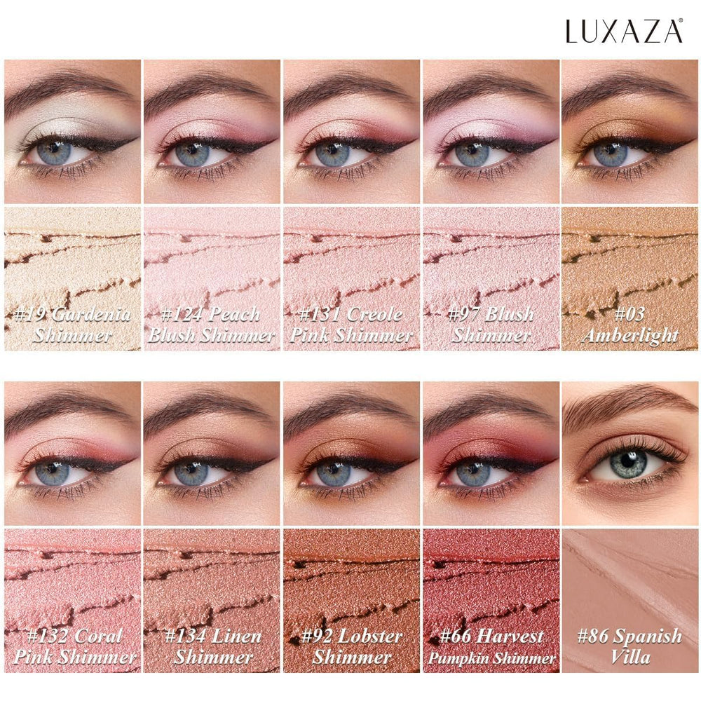 LUXAZA PRO crayons-ombre-baton bronze fumé, fini métallique parfait en soirée.