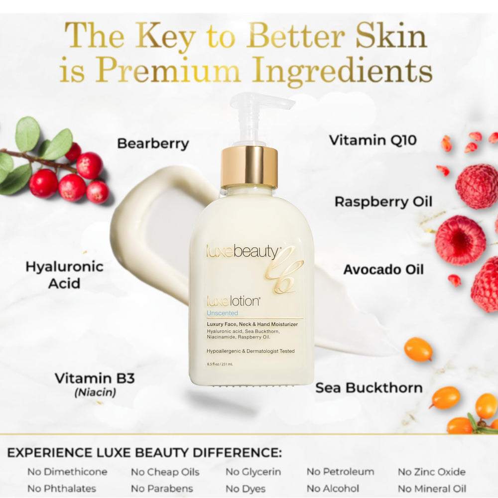 LUXEBEAUTY LuxeLotion – texture légère prête à pénétrer sans gras.