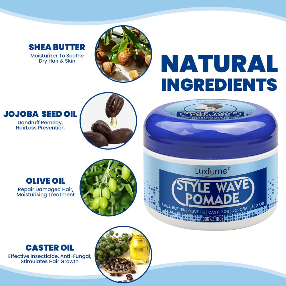 Luxfume pomade homme ondes 360 – entraînement des vagues plus nets et réguliers.