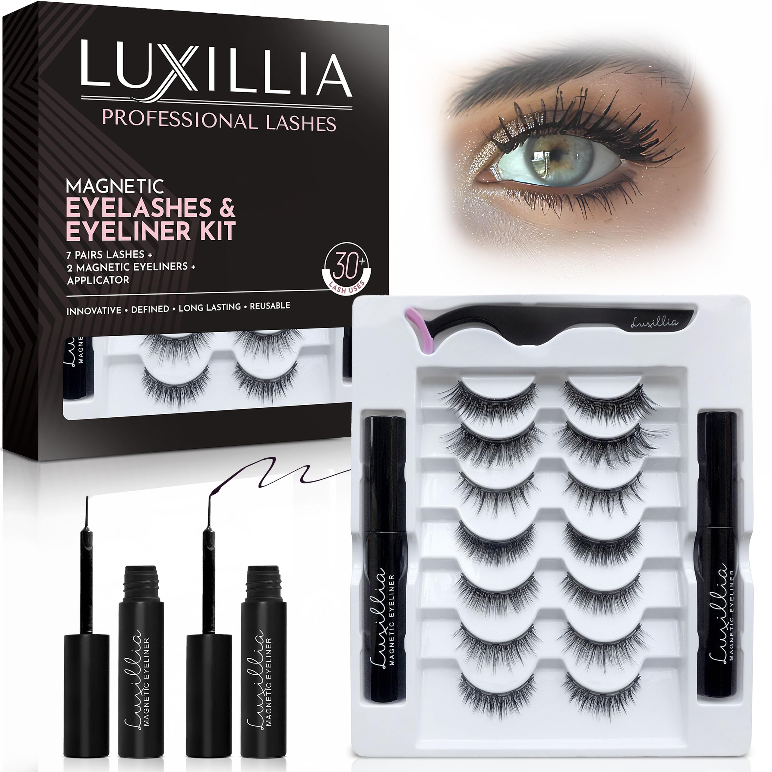 Luxillia cils magnétiques ensemble 10 pièces pour un regard naturel et facile à appliquer.