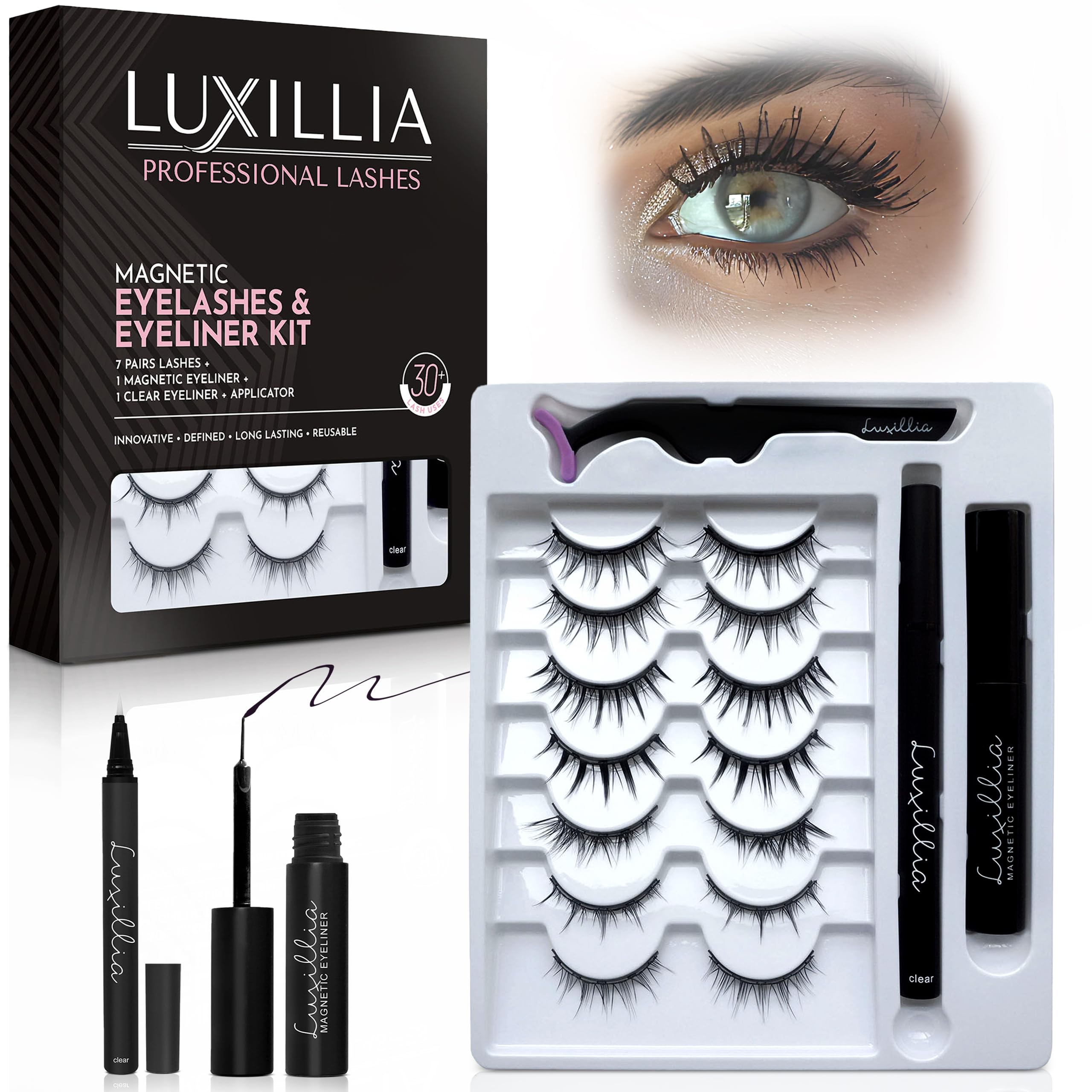 Luxillia kit cils magnetiques complet, application rapide sans colle.