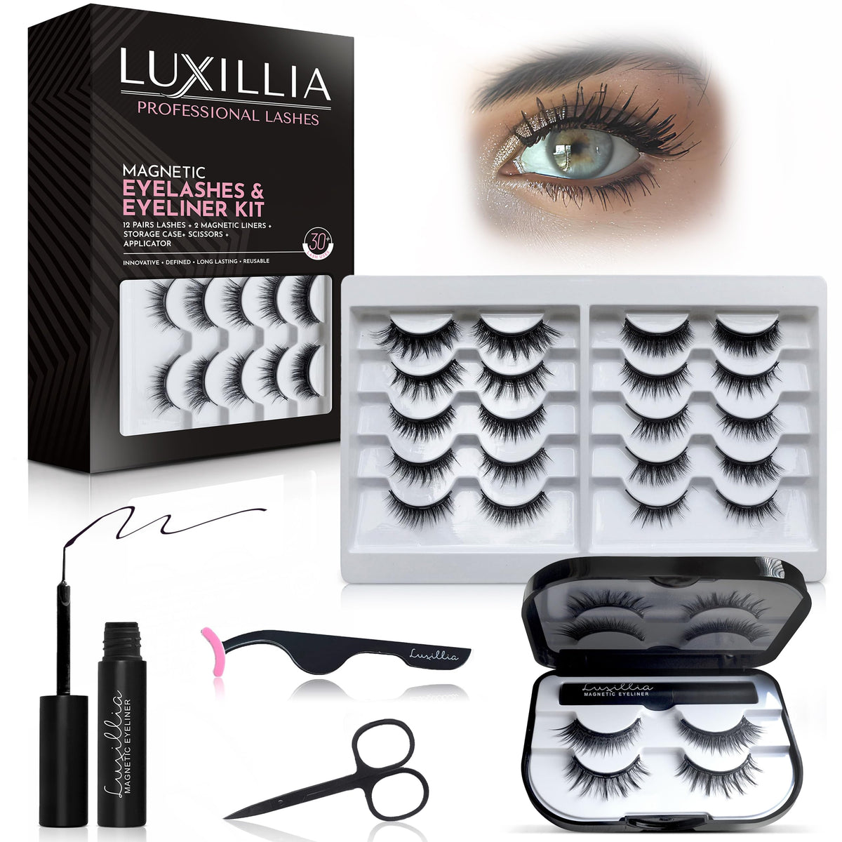Luxillia kit cils magnétiques ensemble pour une application rapide et naturelle.