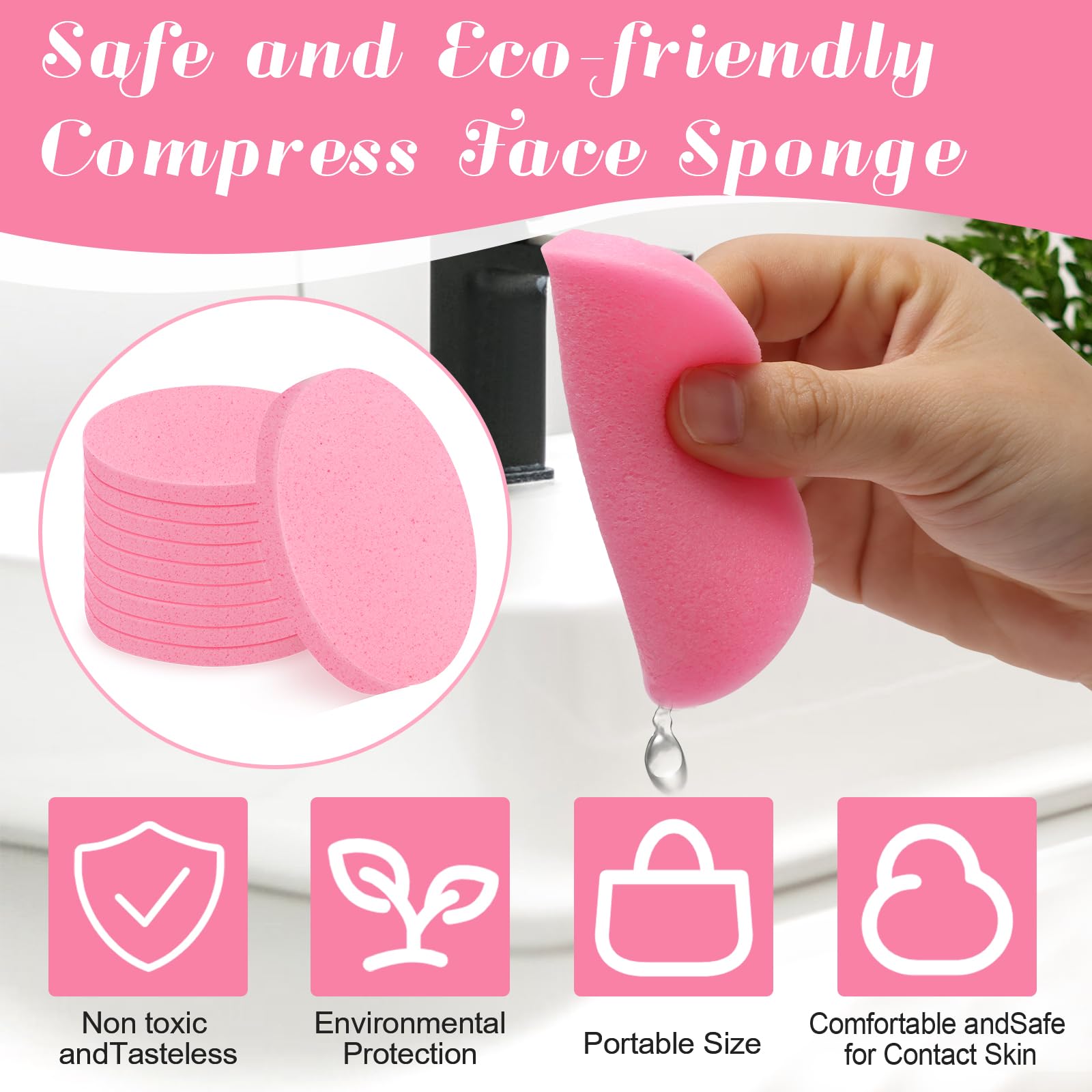 Luxiv éponge comprimée visage, après absorption, forme ronde pratique pour le rinçage.