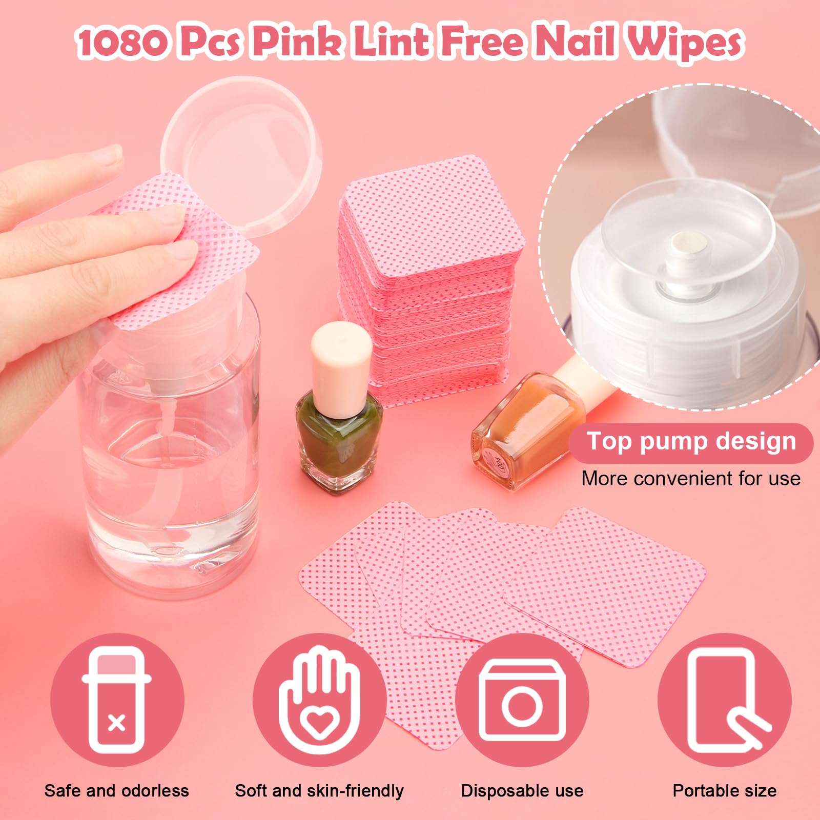 Luxiv pack-tissus-démaquillants-1080-pcs rose, usage unique et pratique.