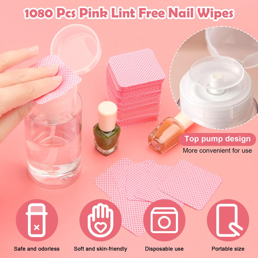 Luxiv pack-tissus-démaquillants-1080-pcs rose, usage unique et pratique.