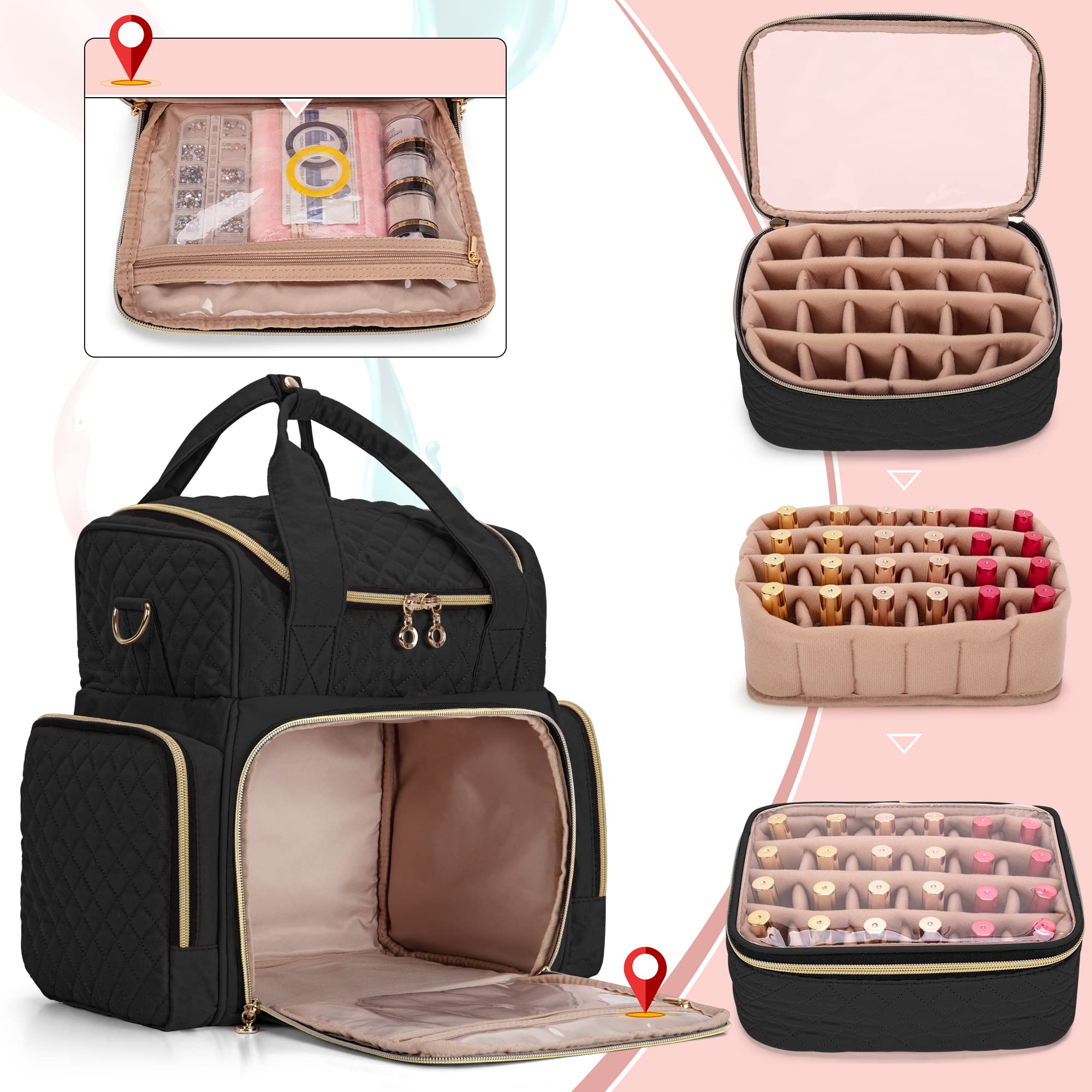 Compartiment bas avec deux caisses amovibles pour 24 vernis.