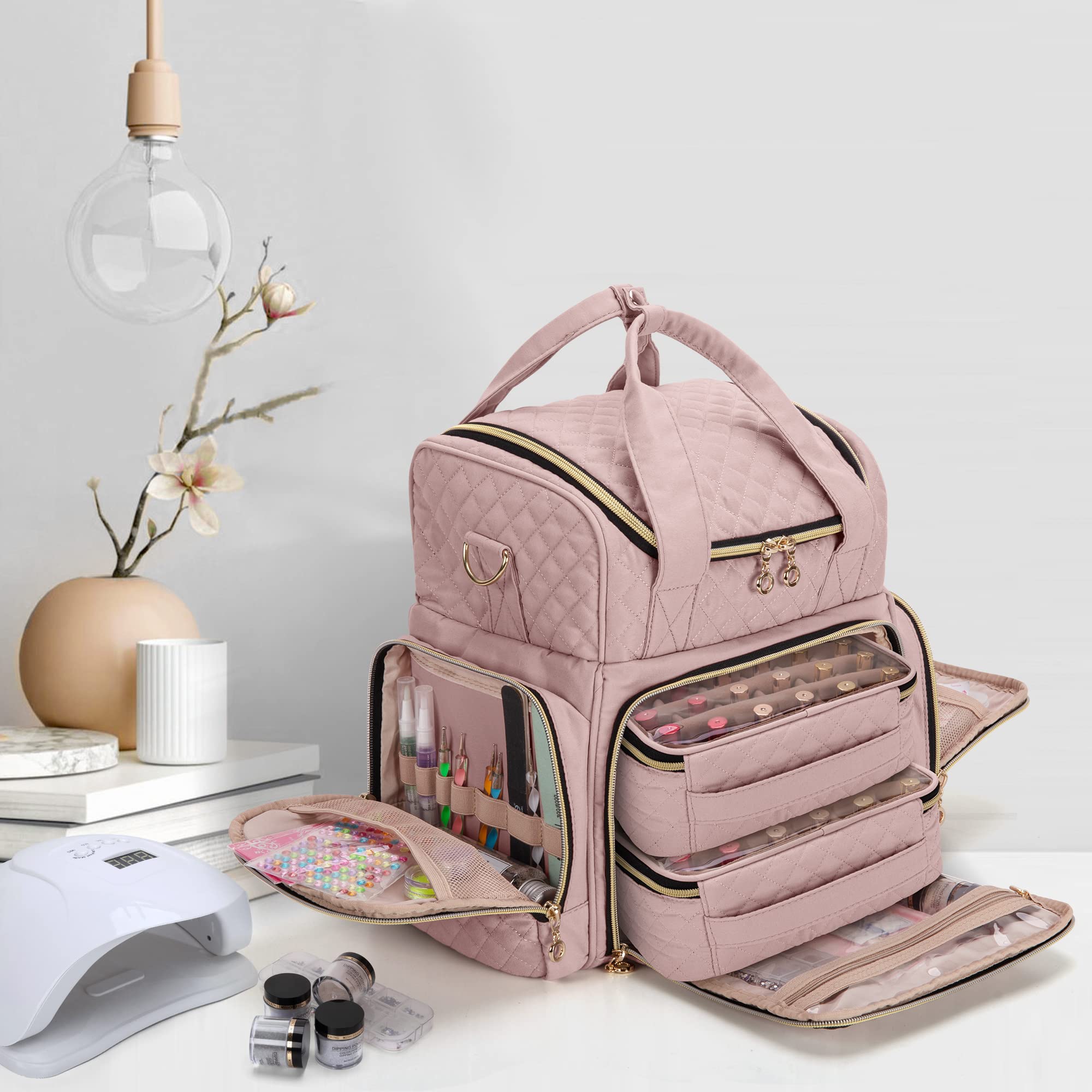 Dimensions compactes 9x7x12 pouces, idéal pour vanity et voyages.