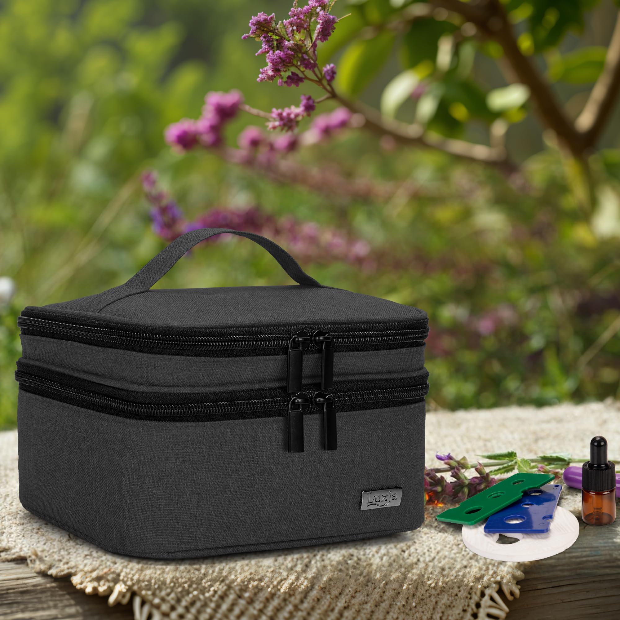 LUXJA compact 8x6.75x5 inch size fits luggage and handbags.