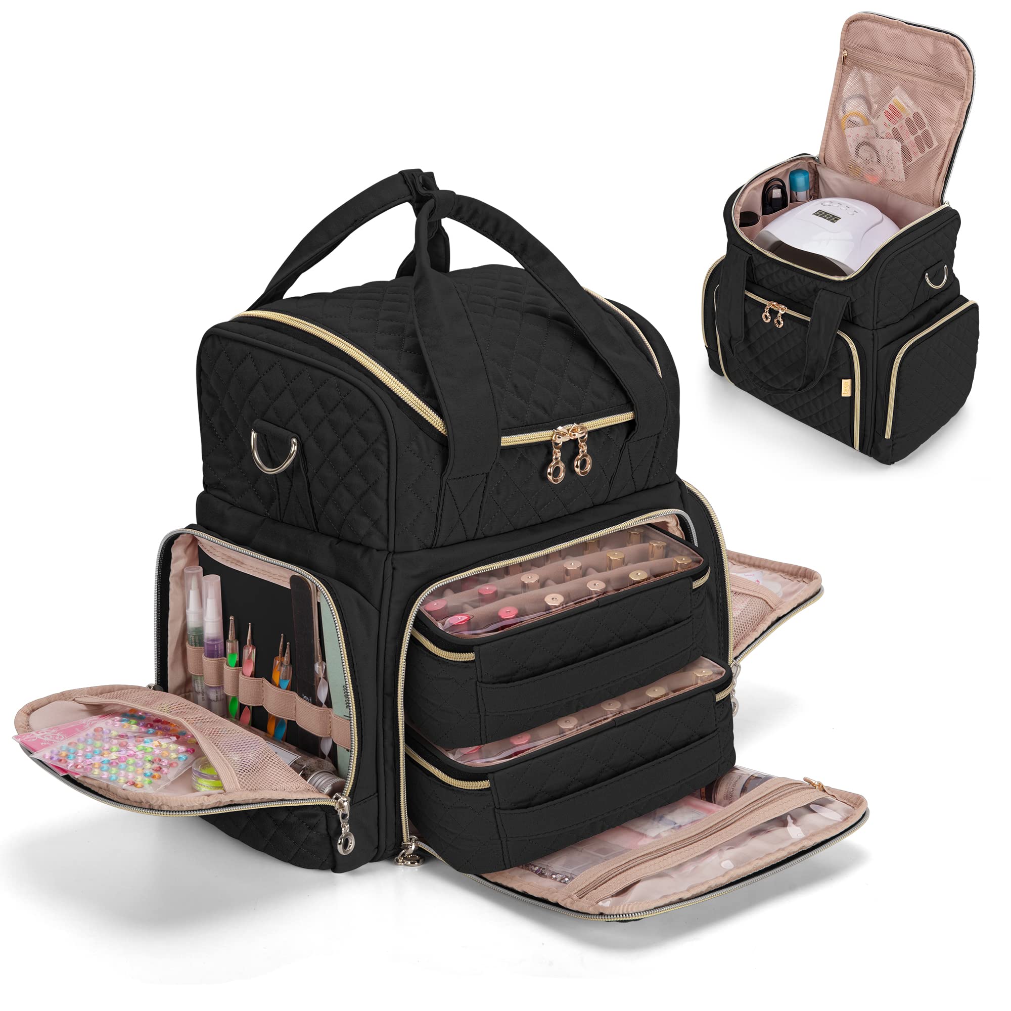 LUXJA Organisateur Vernis 48 Bouteilles et Lampe, rangement pratique.