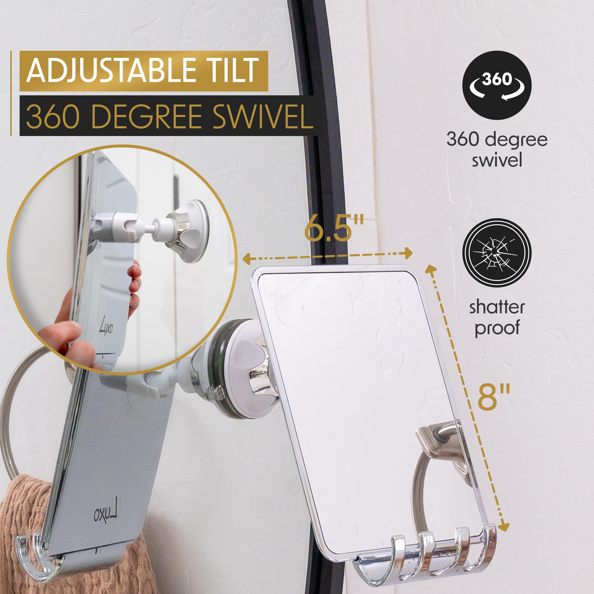 Luxo miroir-douche incassable et leger pour usage quotidien.