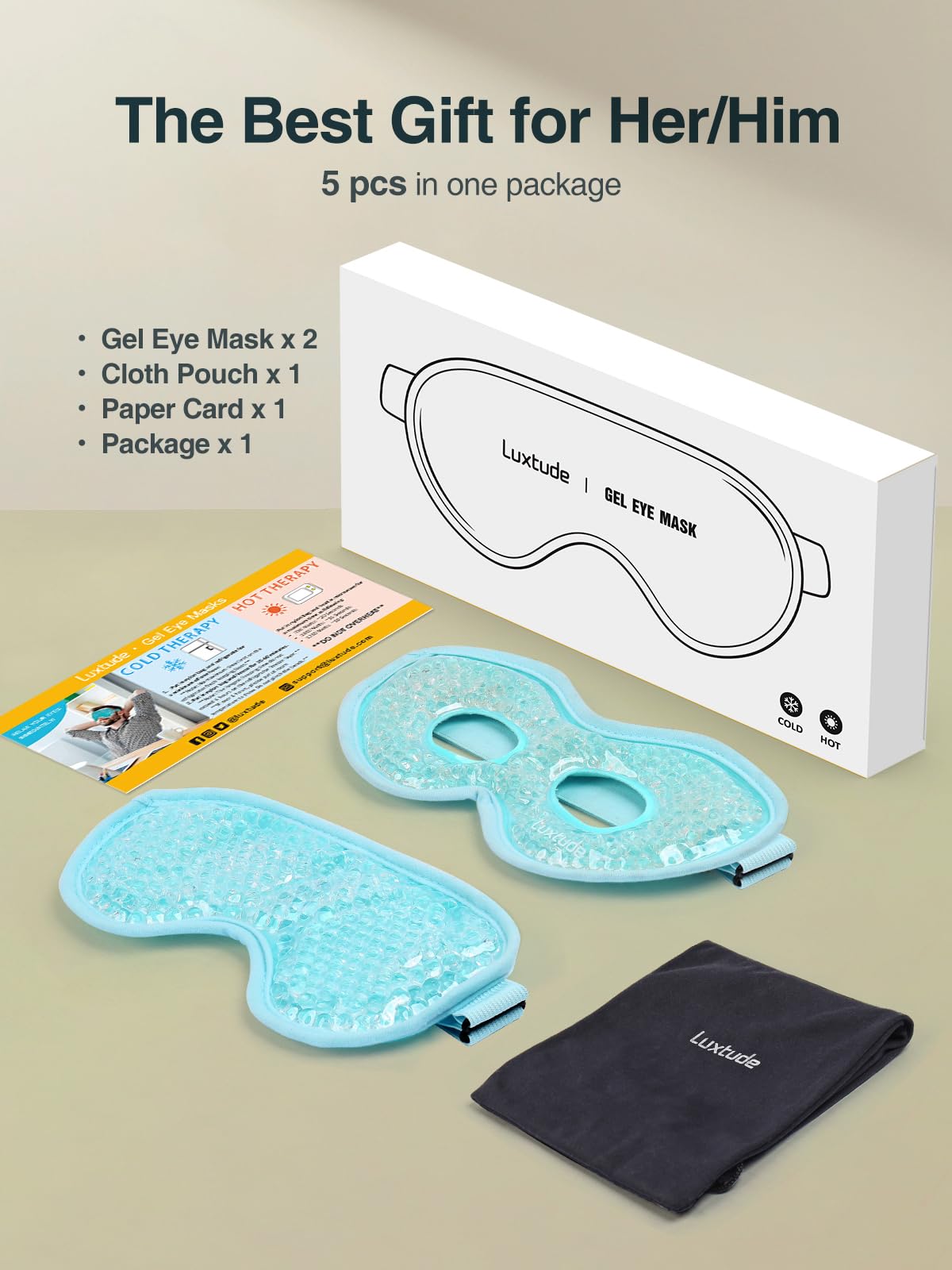Luxtude masque yeux pratique au bureau ou en voyage pour détente rapide.