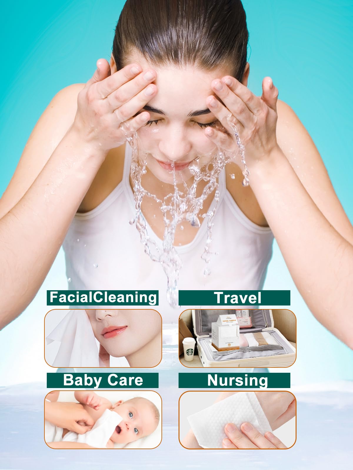 Lingettes visage LUXU—sans parfum, adaptées aux peaux sensibles.