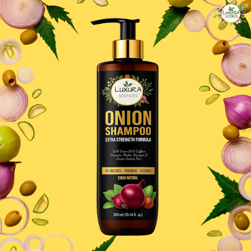 Luxura Sciences Shampooing à l'oignon – hibiscus et soin des longueurs.