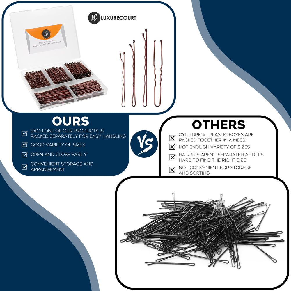 Luxurecourt pinces brun forme U, fixation fiable pour chignons.