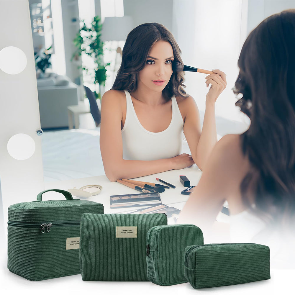 LVWNM idée cadeau maquillage velours côtelé vert, élégant et pratique