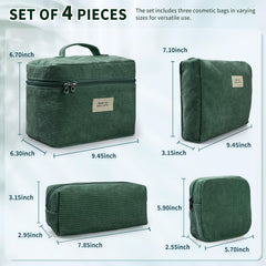 LVWNM trousse velours côtelé vert moyen, fermetures pratiques et accessibles