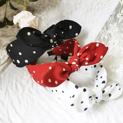 Lvyeer bandeau pois avec oreilles-lapin amovibles blanc, facile à changer de style.