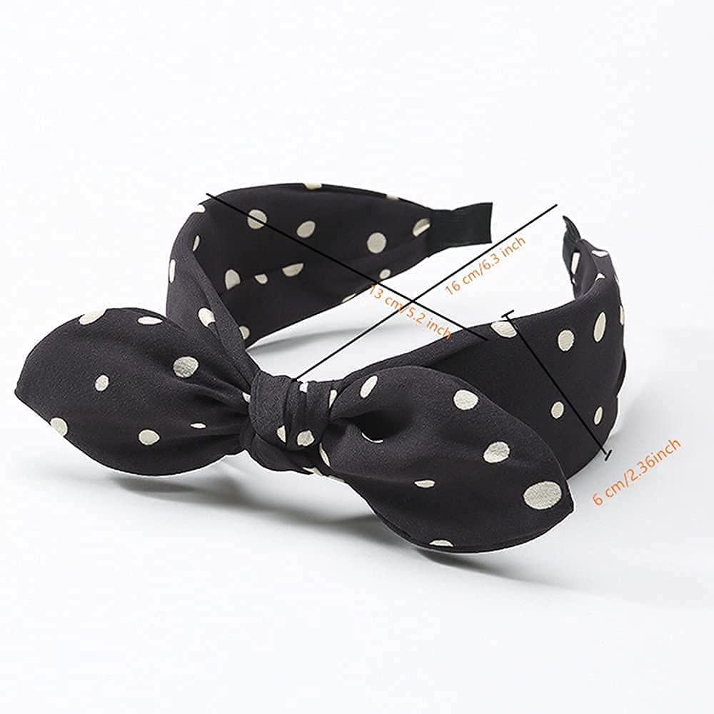 Lvyeer bandeau pois avec oreilles-lapin noir, couture douce et tenue anti-glisse.