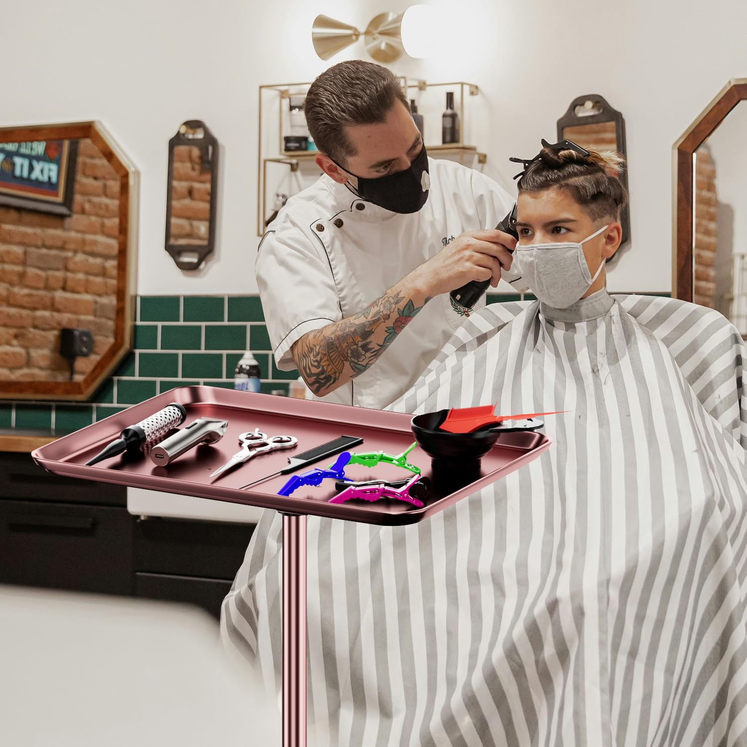 LWADALN tray-dentaire-roulant-rose-dore: pratique en cabinet dentaire pour organiser les outils.