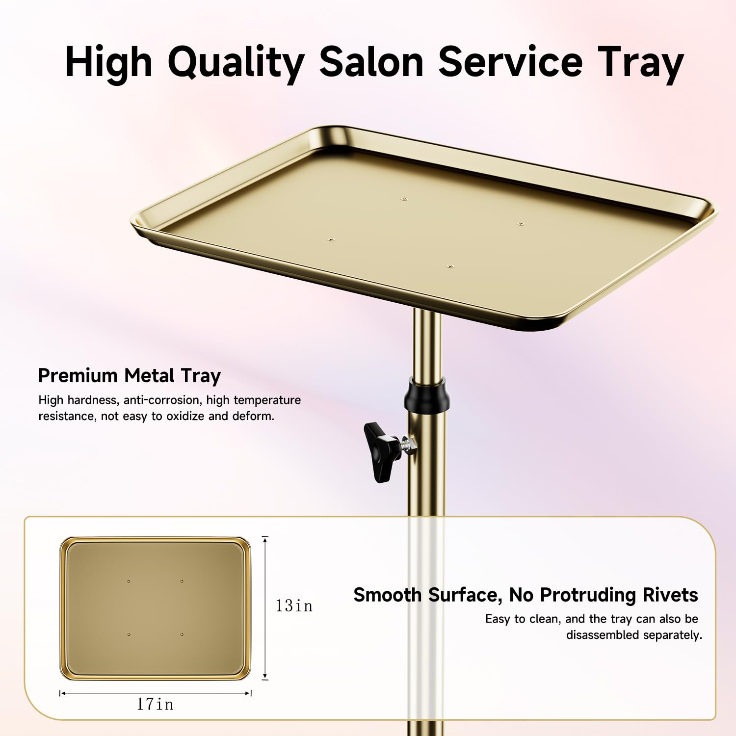 LWADALN Tray salon réglage hauteur actif par molette pratique