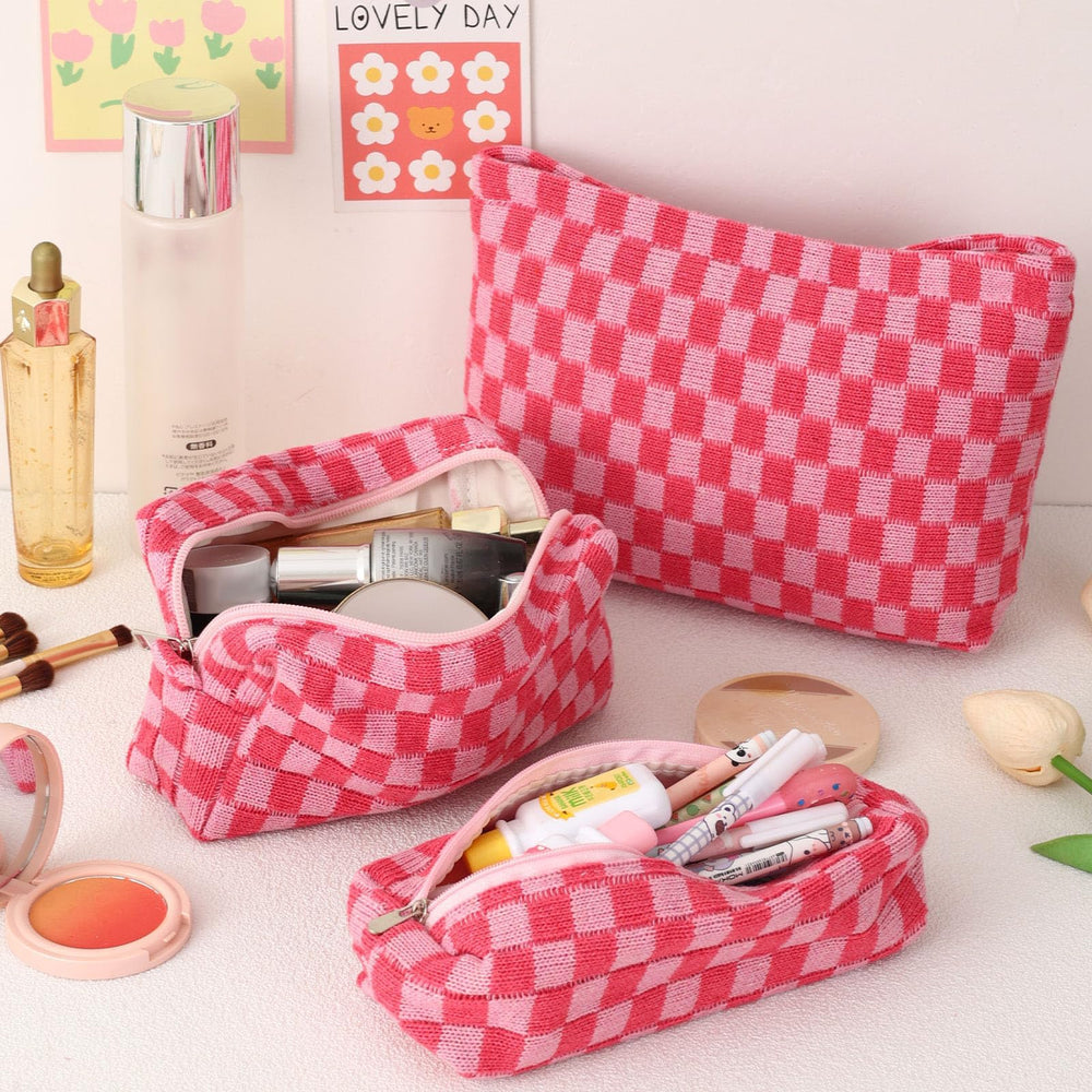 LYDZTION sac voyage rose à carreaux, organisation beauté pour déplacements.