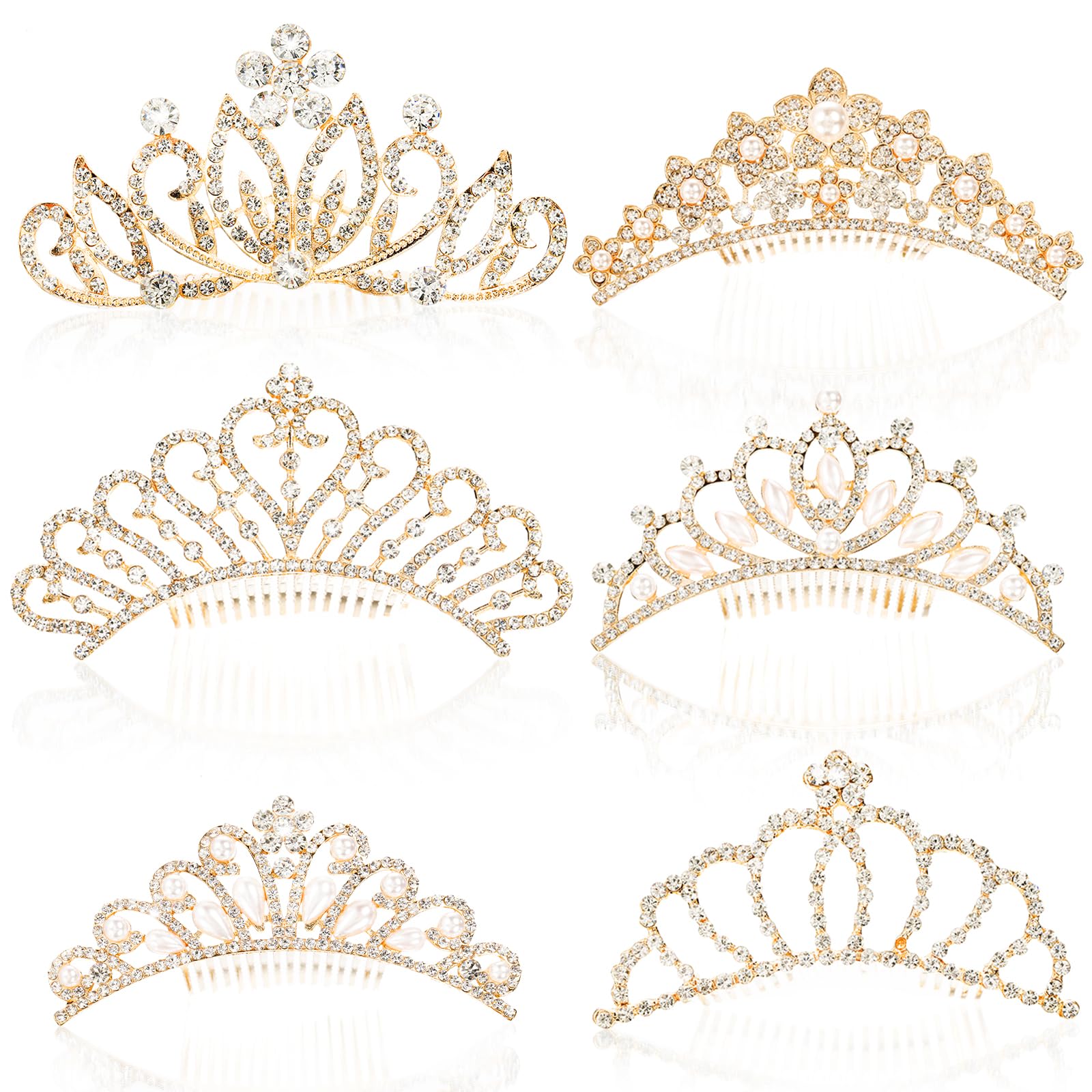Lyellfe couronne tiara cristal avec peigne, parfaite pour fête élégante.