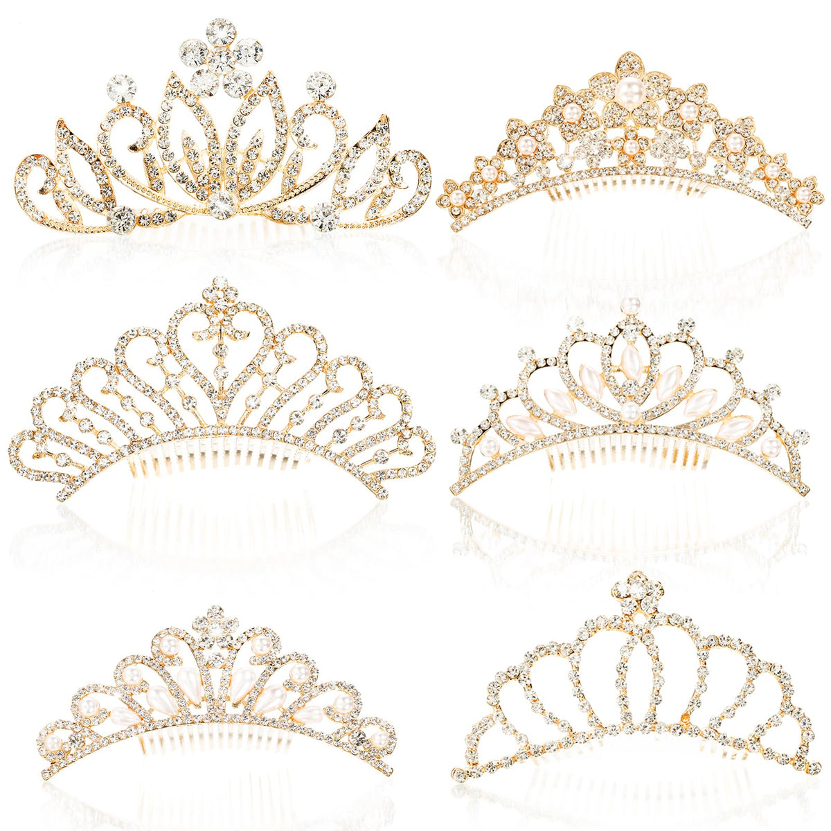 Lyellfe couronne tiara cristal avec peigne, parfaite pour fête élégante.