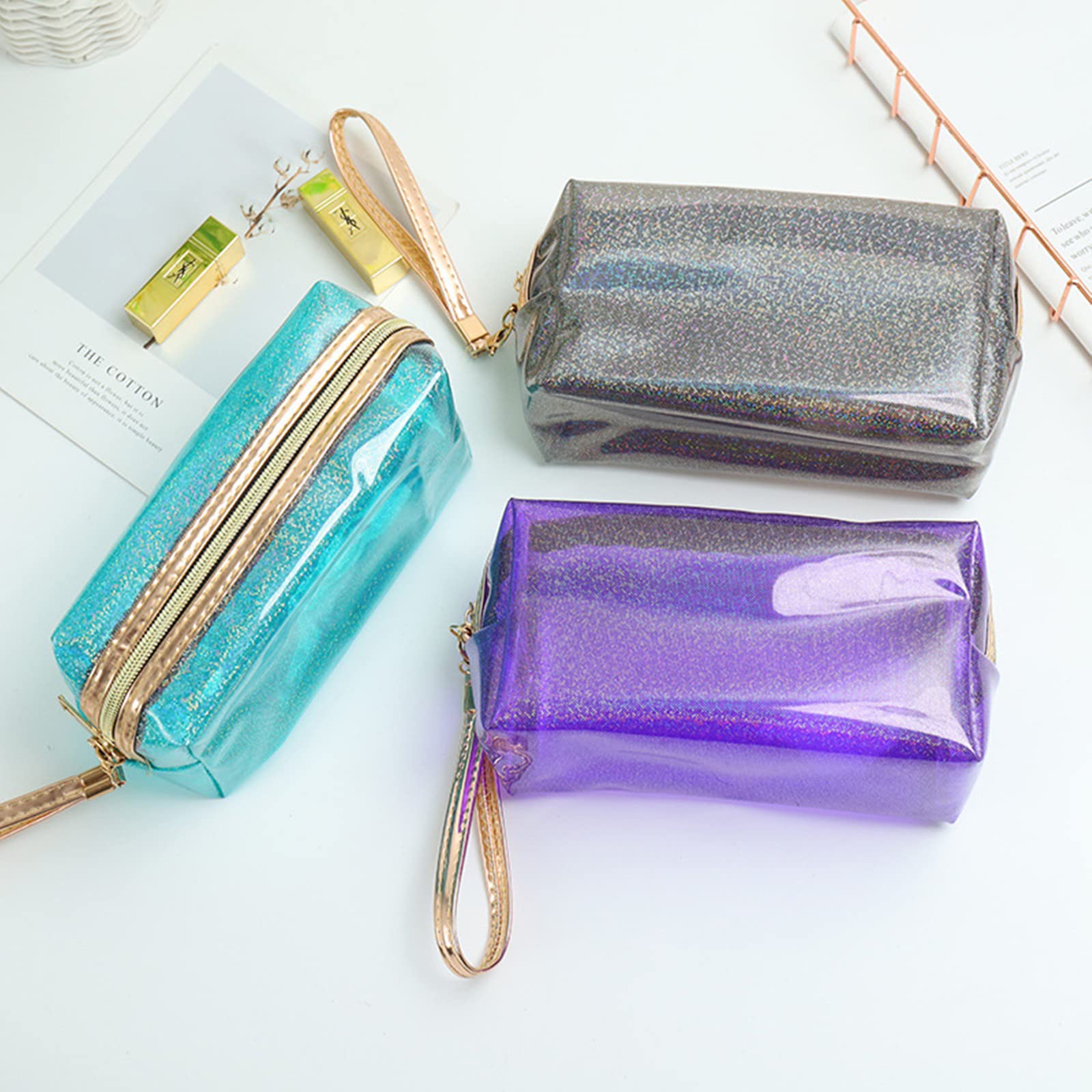 Lyellfe pochette cosmétique avec zip robuste, idéal pour contenir maquillage et petits accessoires.