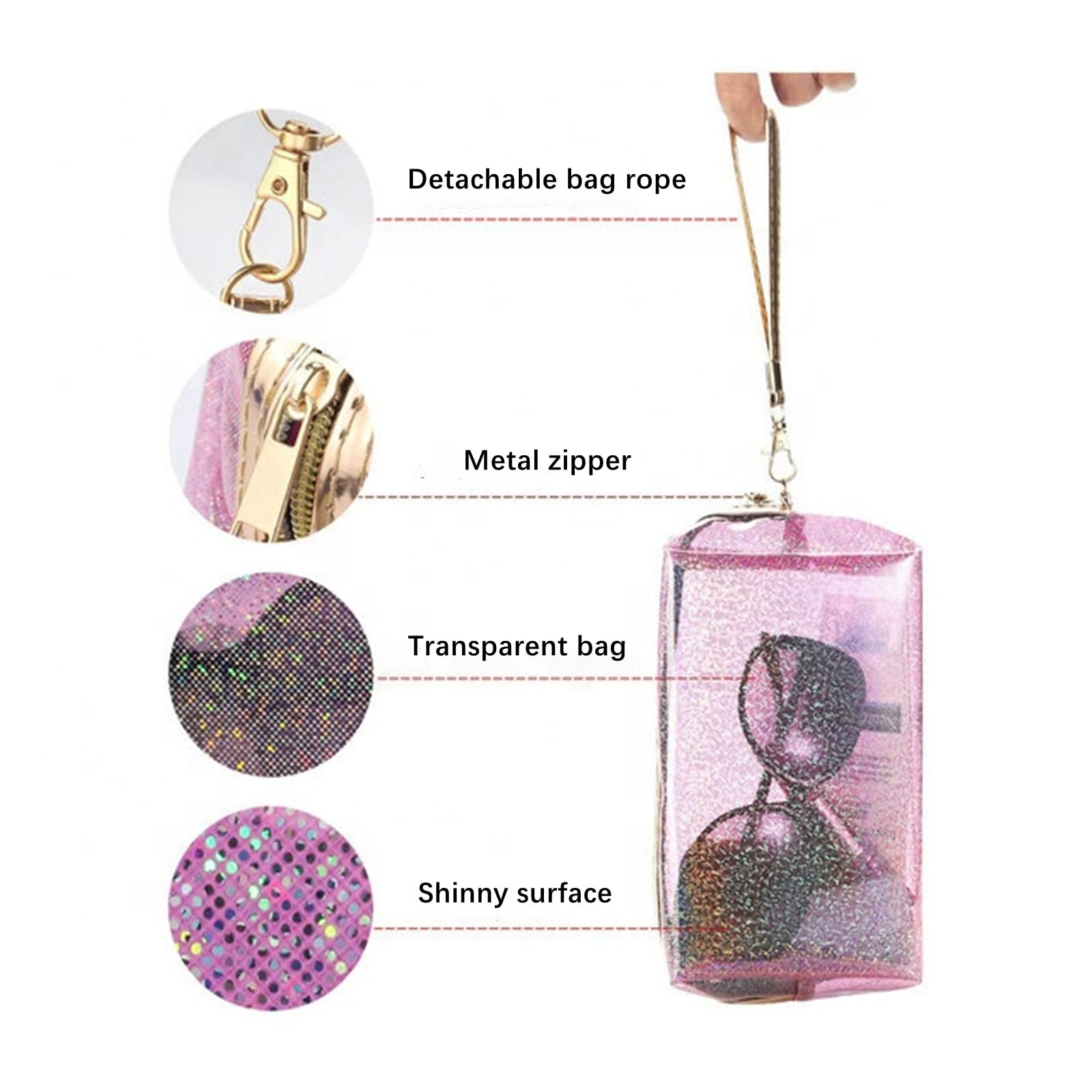 Lyellfe pochette cosmétique transparente avec anse pour repérer rapidement vos produits.