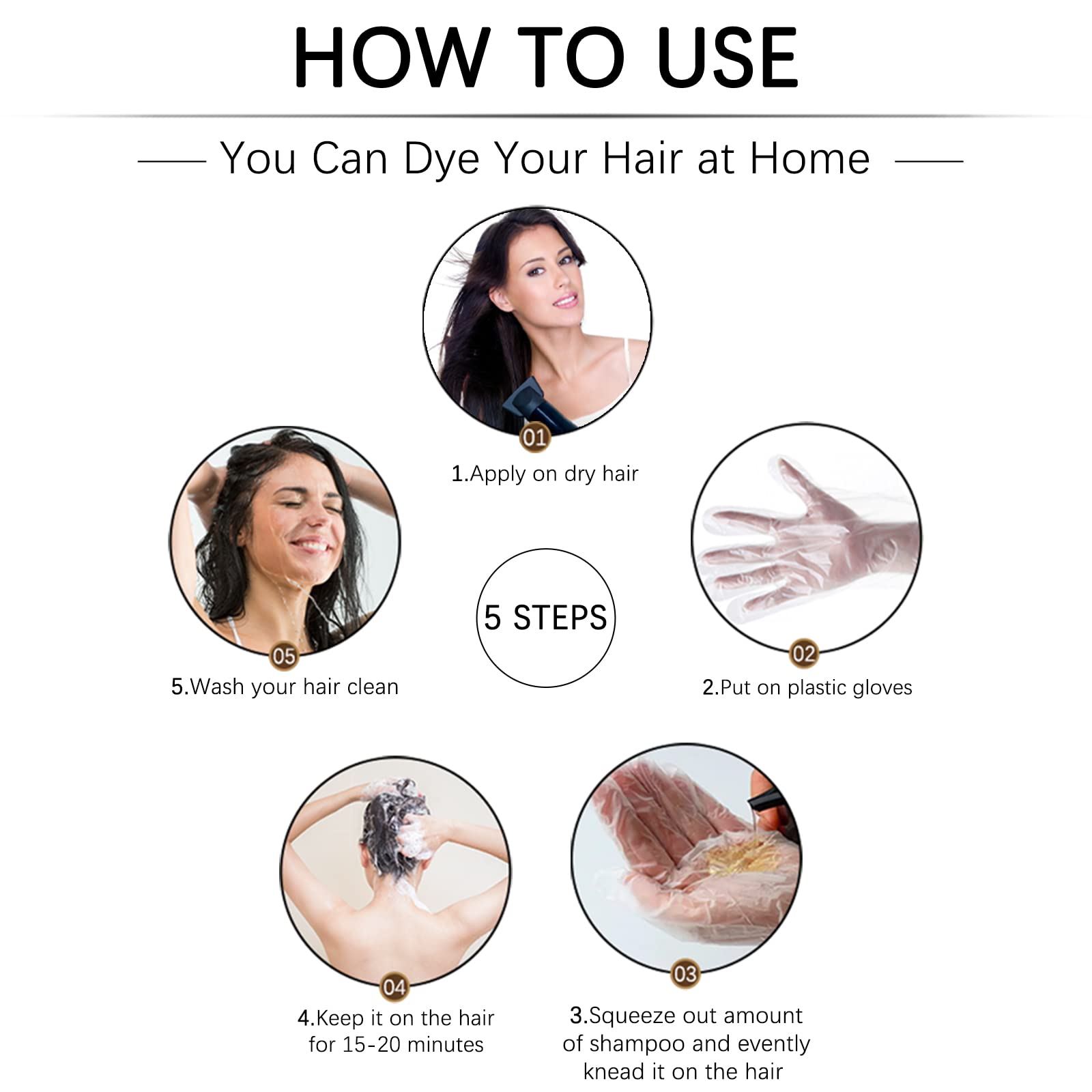 At-home application with gloves for quick, mess-free color