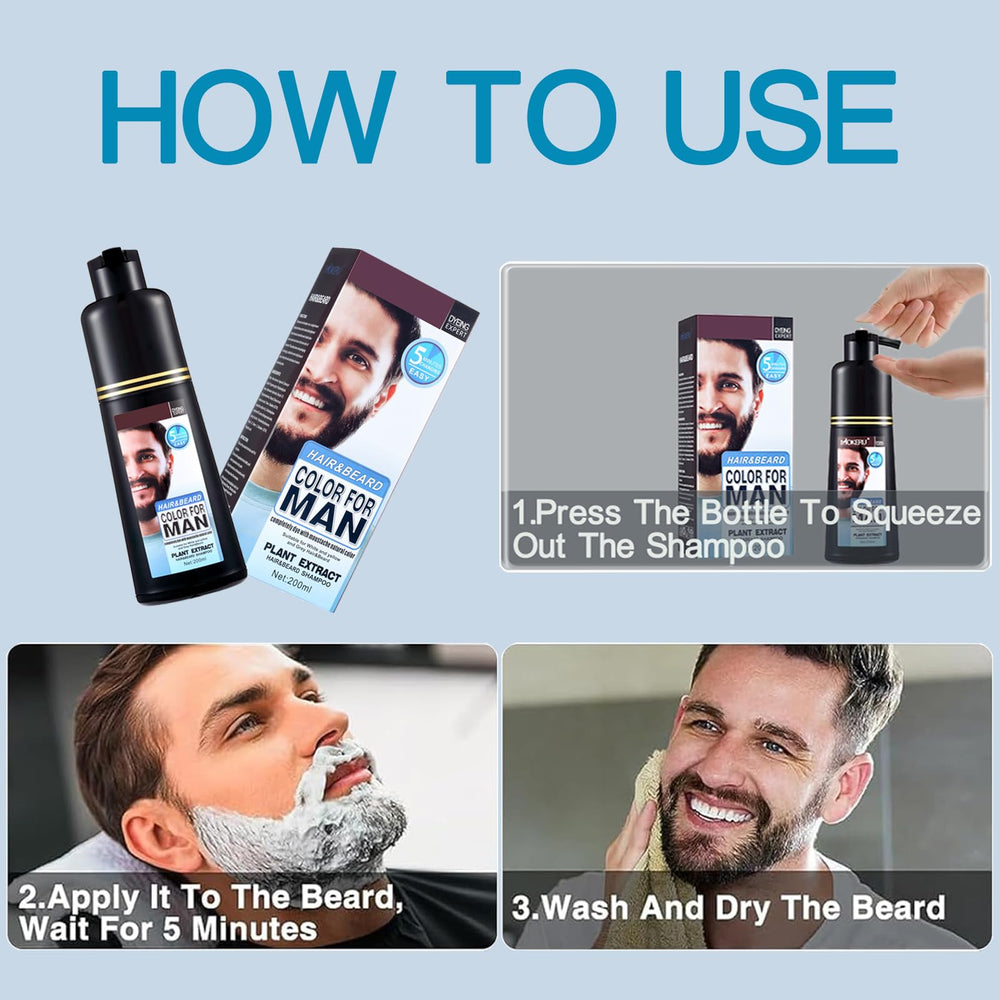 lymznus barbe noire apres teinture révèle une couleur noire naturelle et durable.