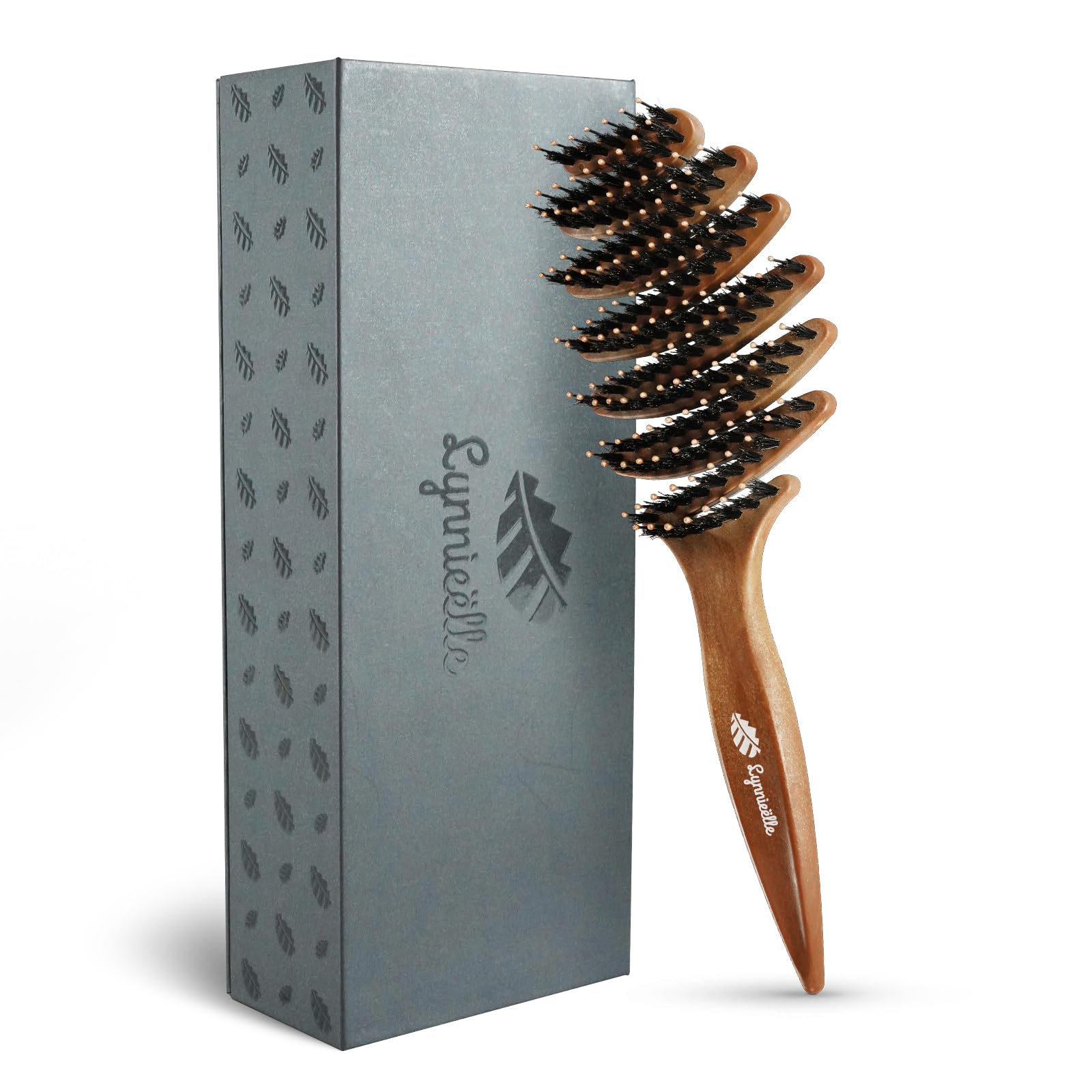 Brosse Lynnieëlle avec poils sanglier démêle en douceur les cheveux fins