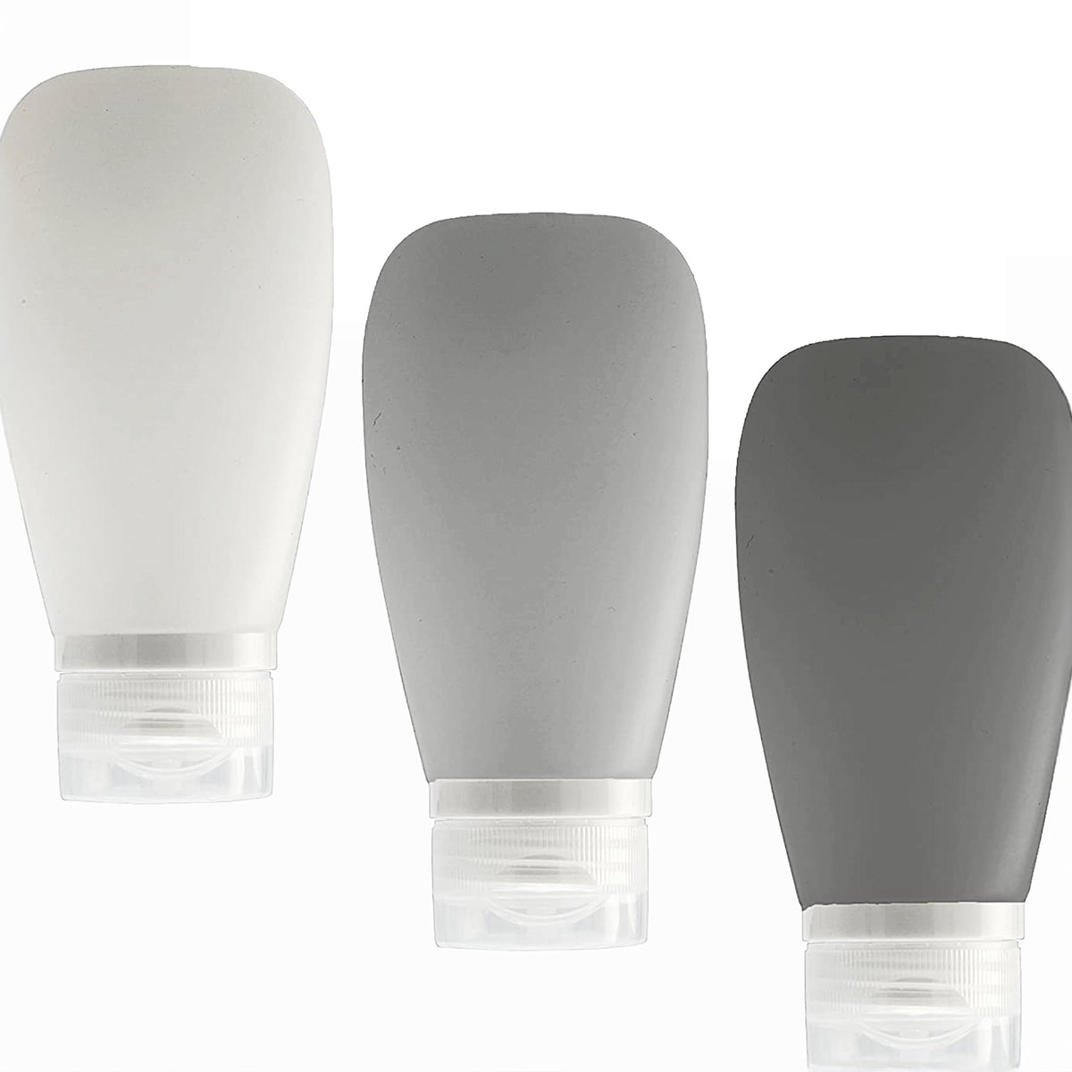 Bouteilles LYOB de voyage en silicone 90 ml, étanches et faciles à remplir.