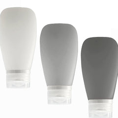 Bouteilles LYOB de voyage en silicone 90 ml, étanches et faciles à remplir.