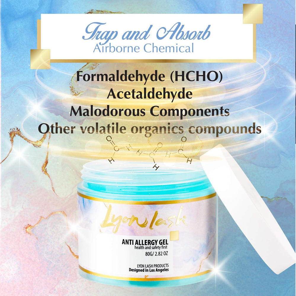 Lyon Lash Gel anti-allergie, bocal ouvert absorbant les émanations.