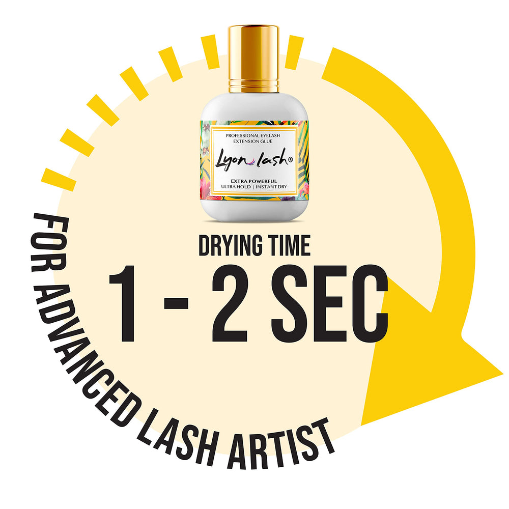 Lyon Lash performance glue drying time 1-2 seconds ideal for fast lash applications