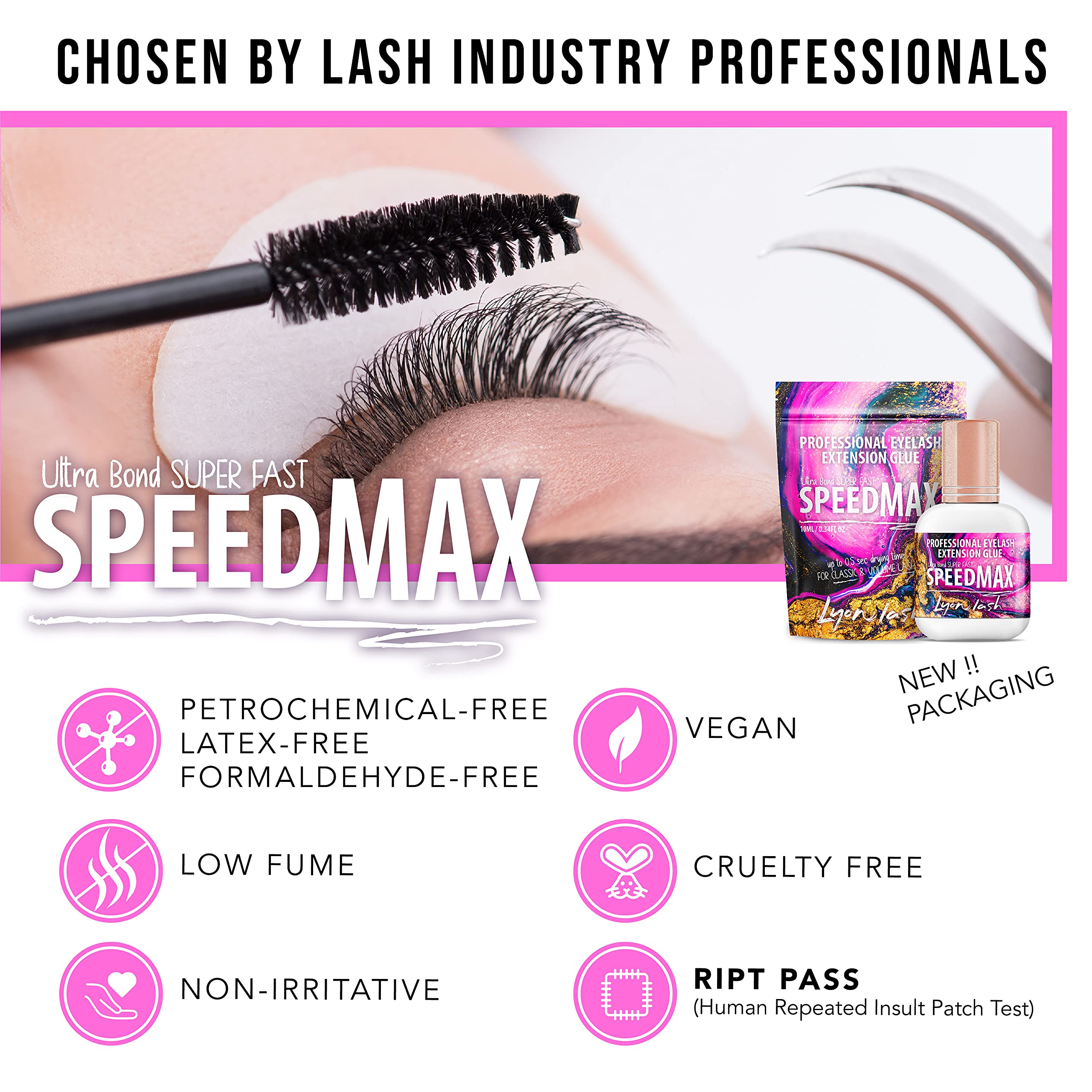 Lyon Lash SPEEDMAX Colle cils noir, base carbone compatible.