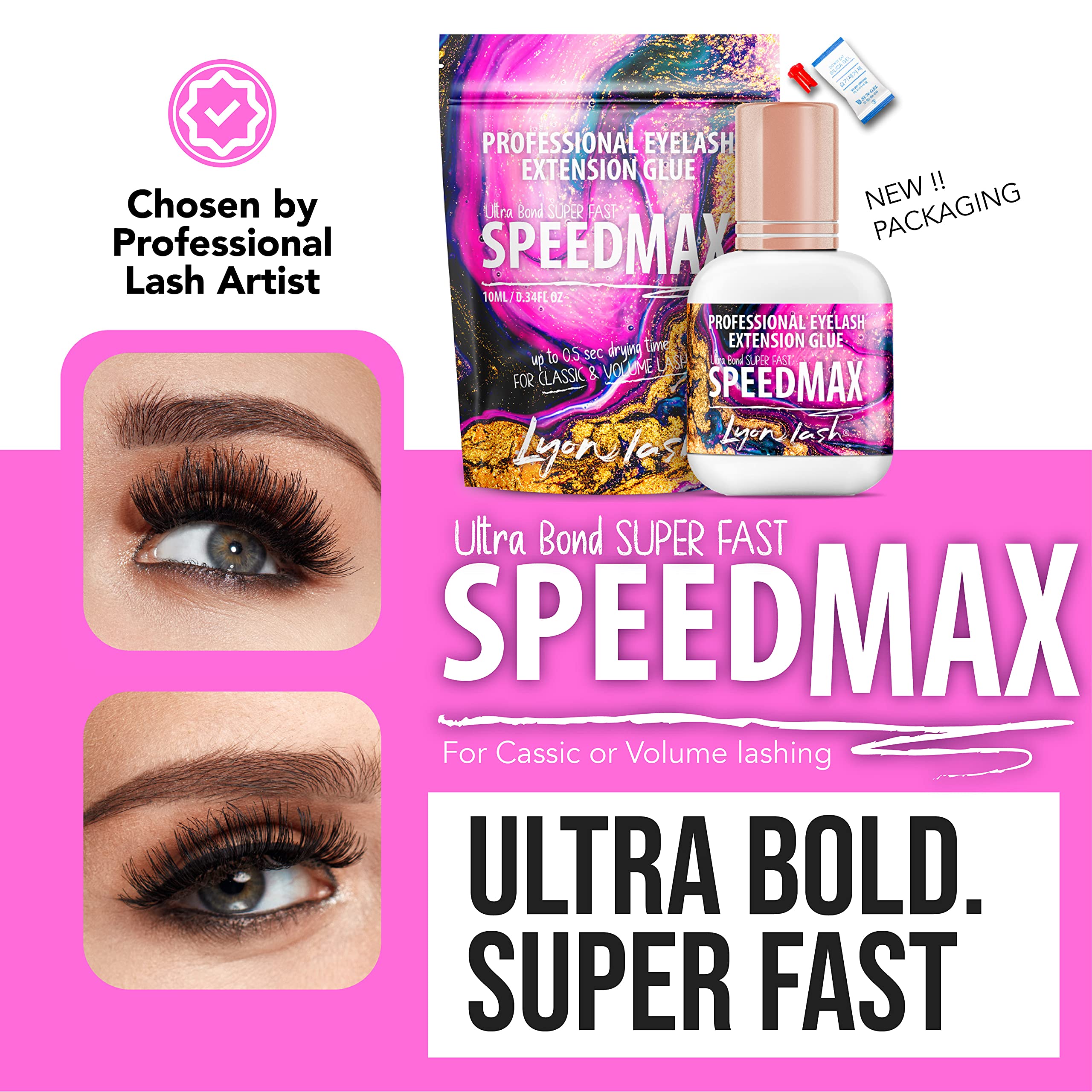 Lyon Lash SPEEDMAX Colle cils noir, retention jusqu'à huit semaines.