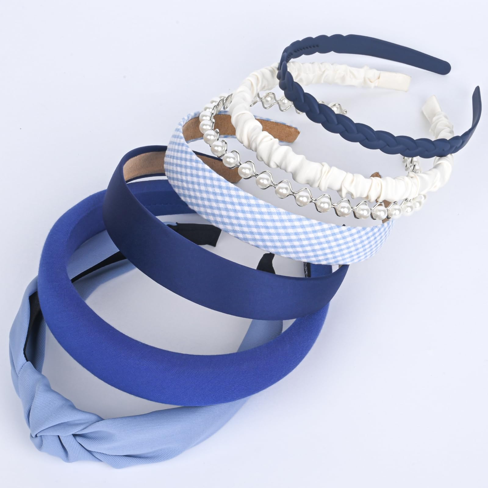 LYroo bandes-cheveux bleu à carreaux, style tendance pour toutes les occasions quotidiennes.