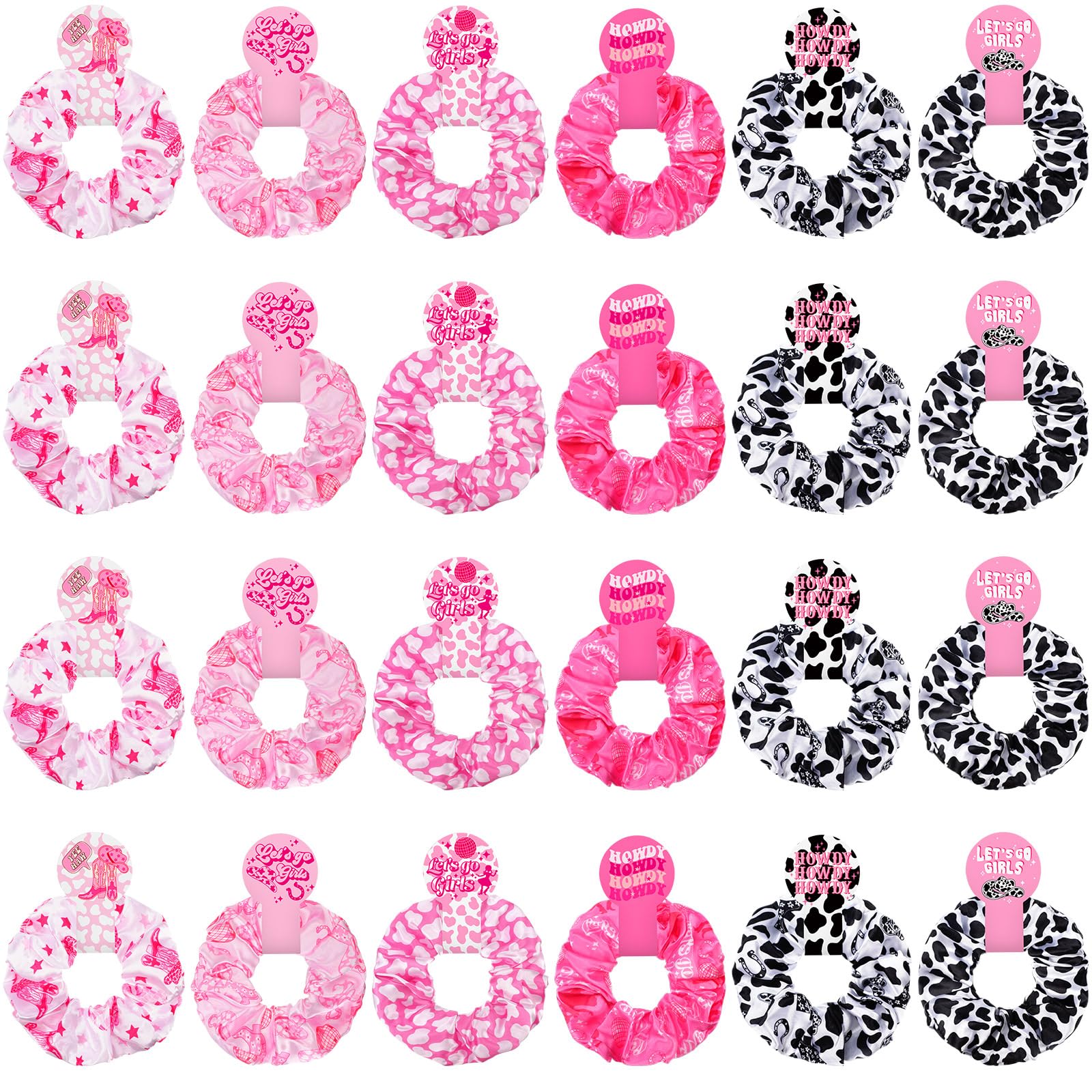 Lyrow serre-cheveux imprimé vache rose, lot de 24, maintien confortable pour coiffures quotidiennes.