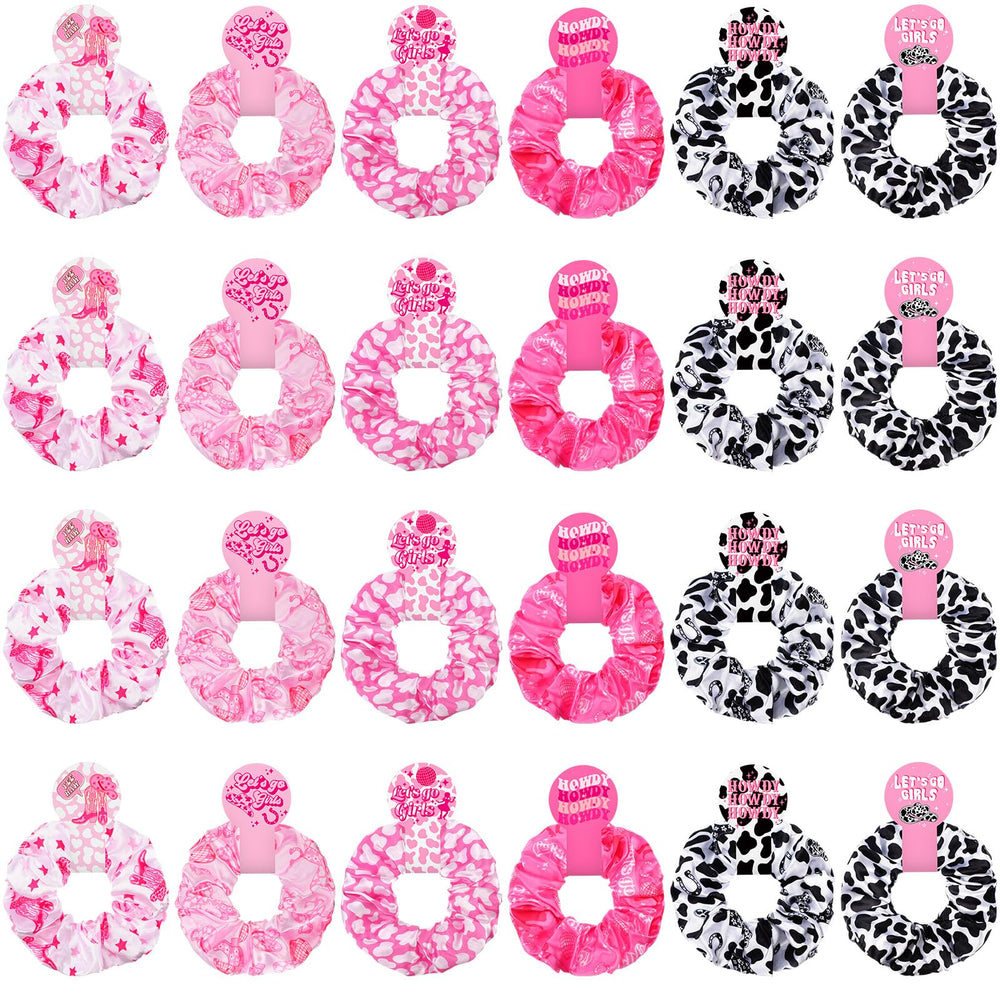 Lyrow serre-cheveux imprimé vache rose, lot de 24, maintien confortable pour coiffures quotidiennes.