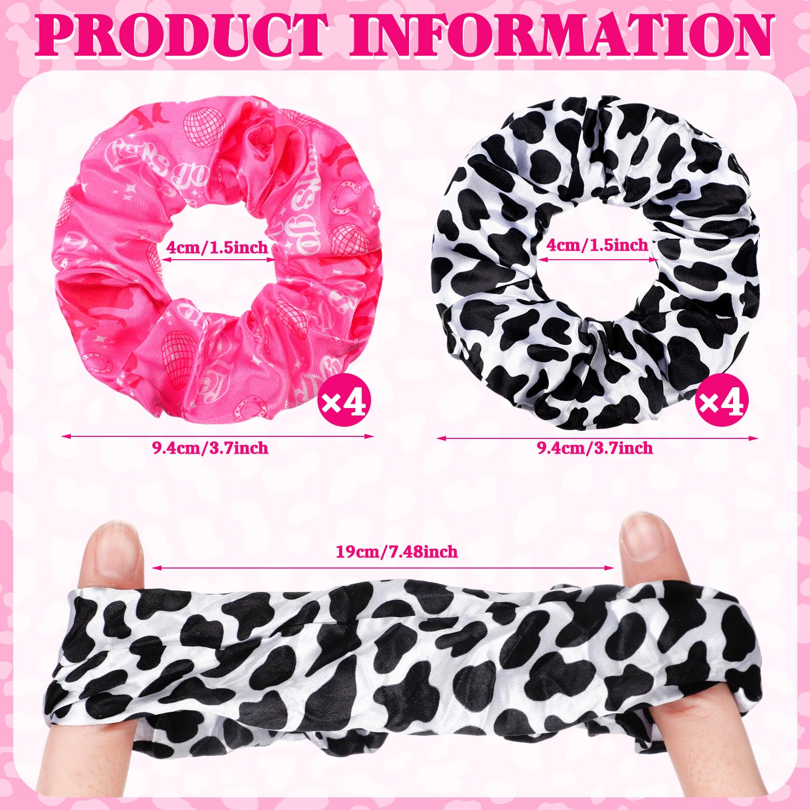 Lyrow serre-cheveux imprimé vache rose, six modèles variés pour assortir toutes vos tenues.