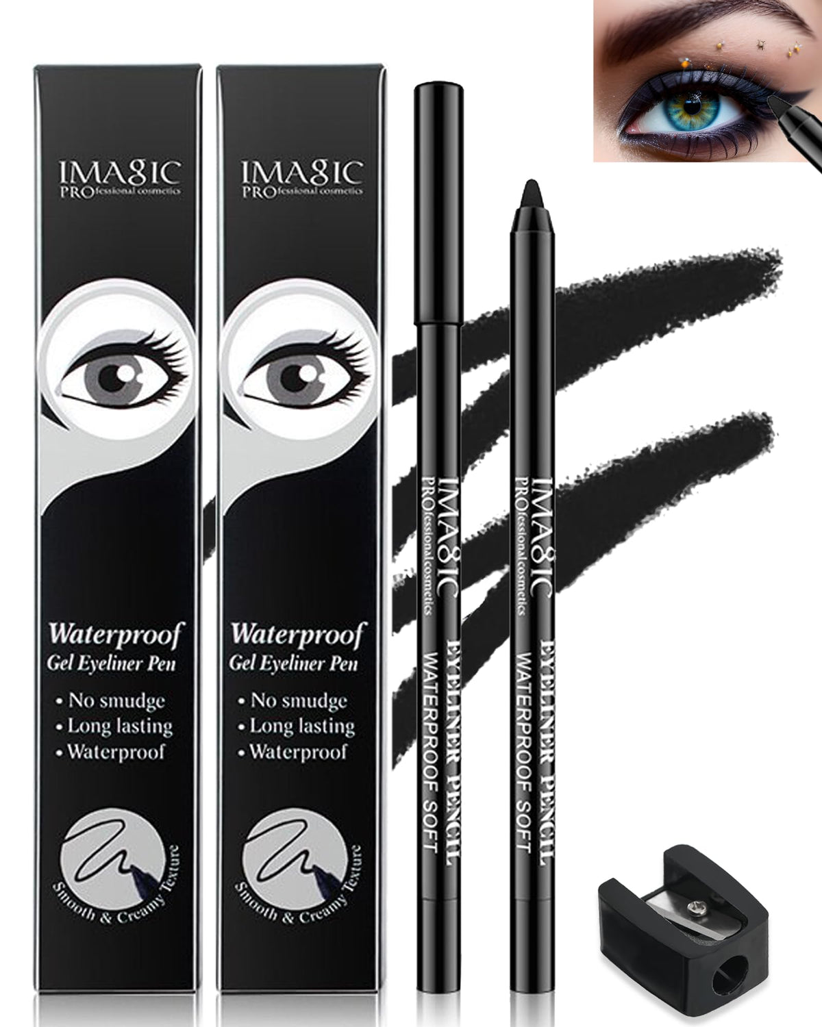 LYSdefeu eyeliner gel noir imperméable pour une définition qui dure toute la journée.