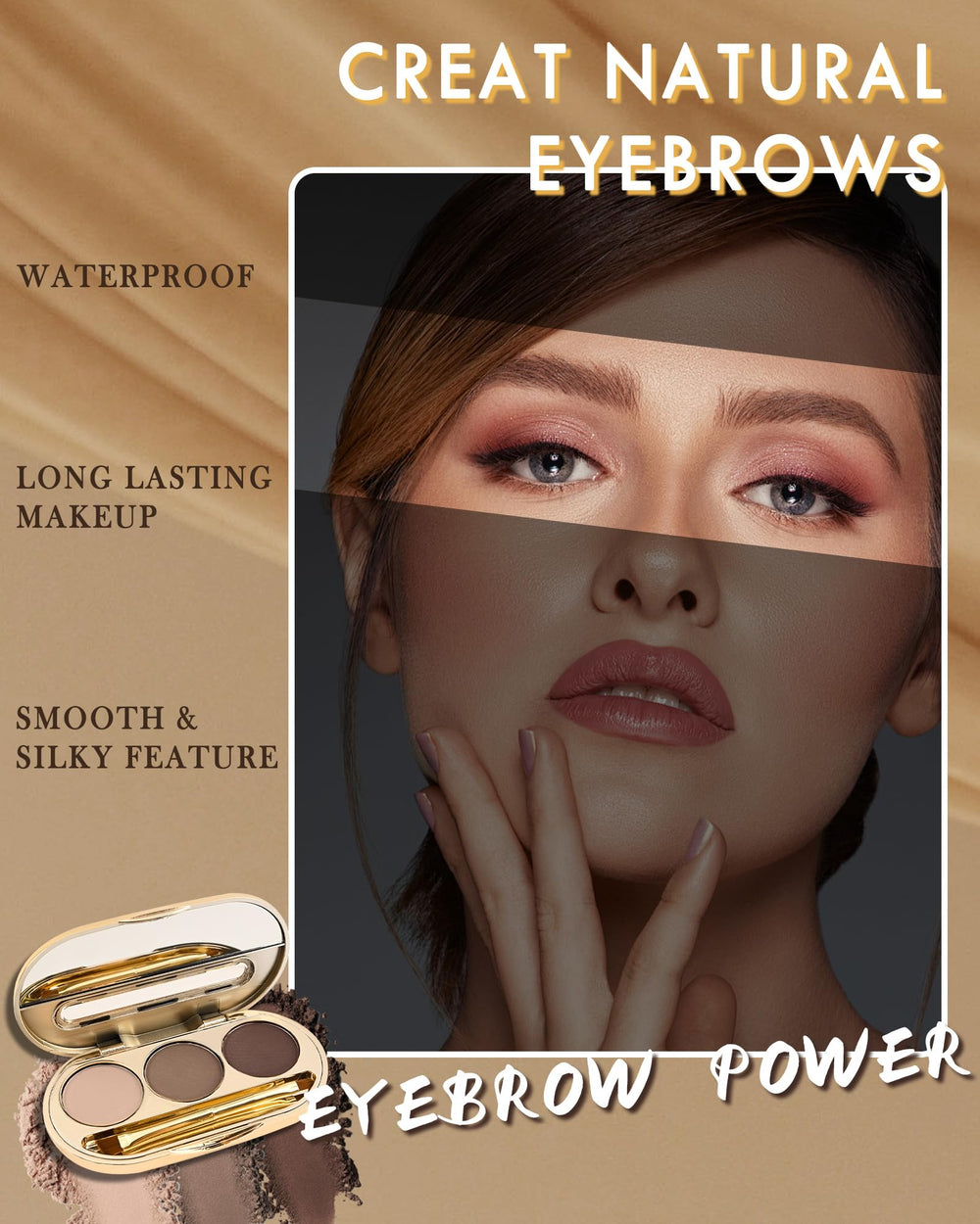 Miroir intégré et pinceau mini pour retouches rapides des sourcils