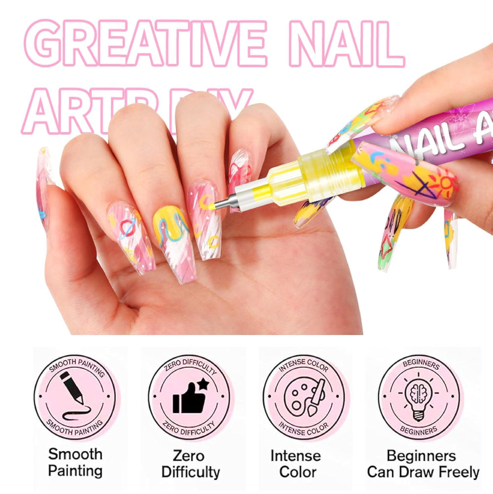 Marqueur LZUPIKC Nail Art Pens, pointe 0,5 mm précise pour tracés nets.