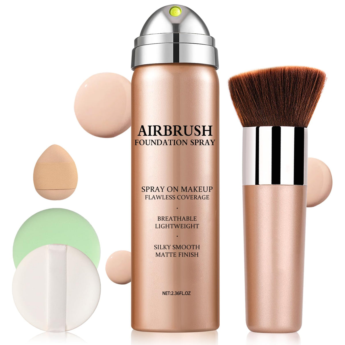 LZXLUKGIR Air Brush Foundation – bouteille Natural/Warm Porcelain pour teint uniforme et lumineux.
