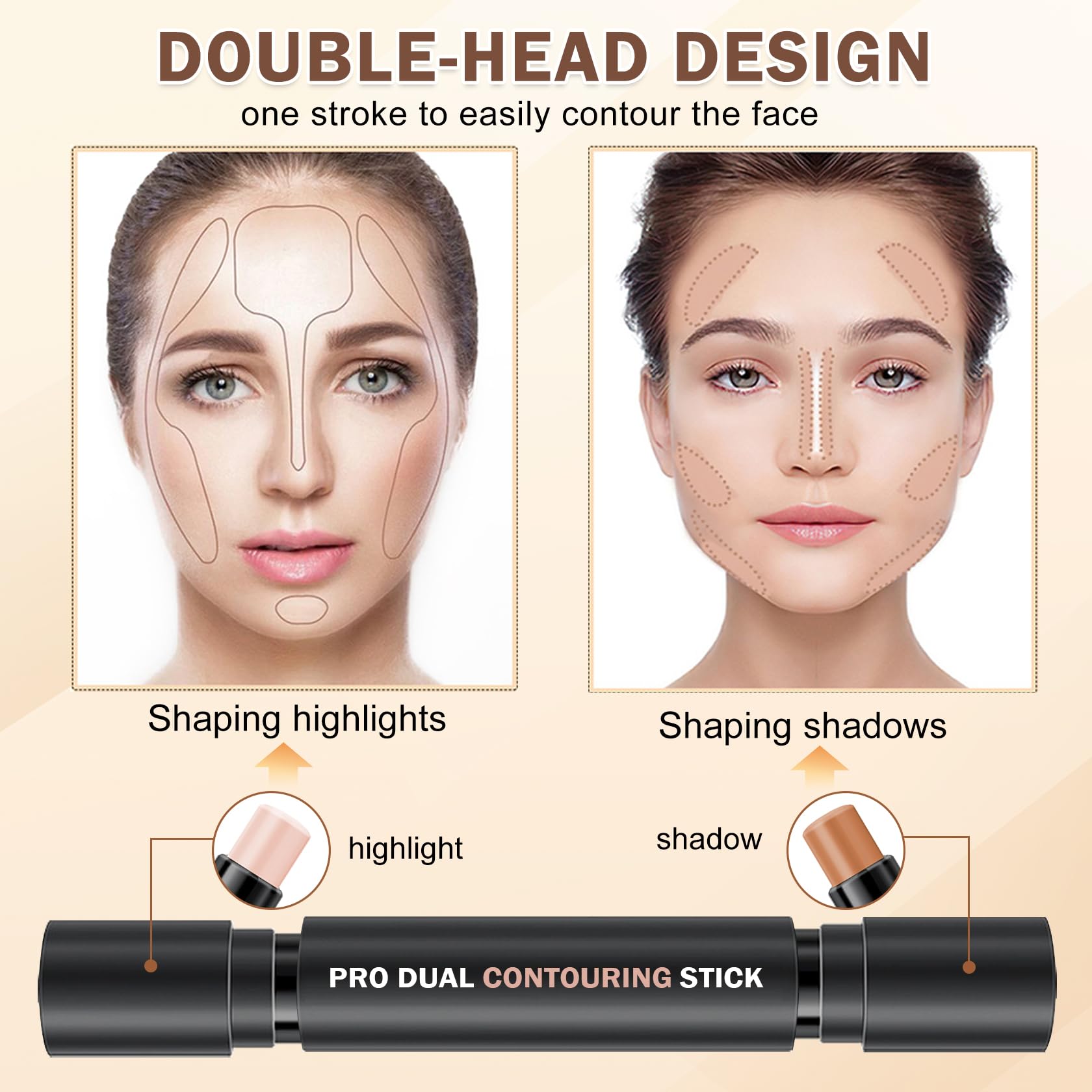 LZXLUKGIR bâton éclairateur crème nacrée dorée, apporte une lueur naturelle et fraîche.